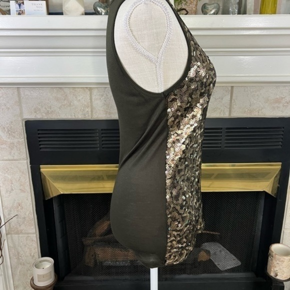 Michael Michael Kors Sequined Tank Top in Army Green - Picture 7 of 14